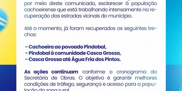 Gestão César Castro Intensifica Recuperação de Estradas Vicinais em Cachoeira Grande